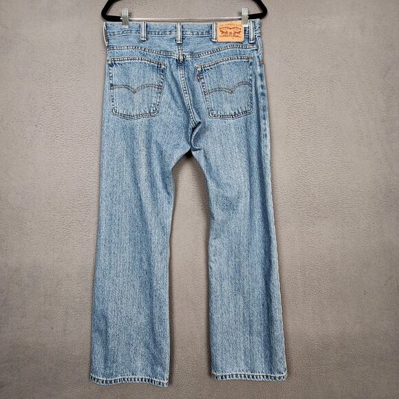 Levis 517 Jeans Mens 33x30 Light Blue Boot Cut Denim Light Wash Zip Fly Classic - Picture 2 of 15